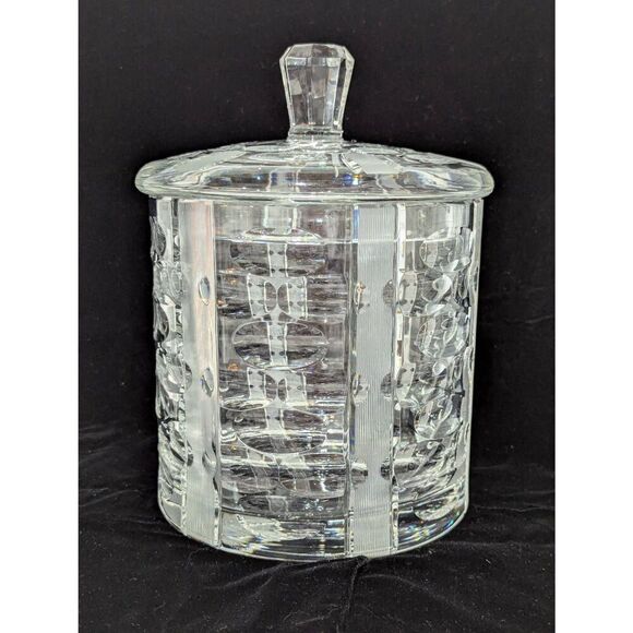 Unbranded Vintage Clear Heavy Lead Crystal Cookie Jar With Lid - Picture 1 of 9